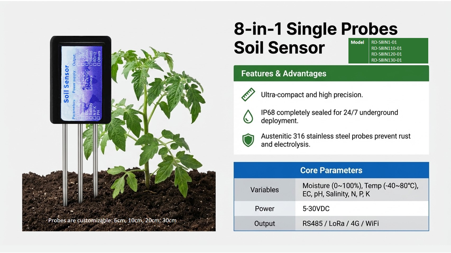 flagship 8 in 1 soil probes sensor