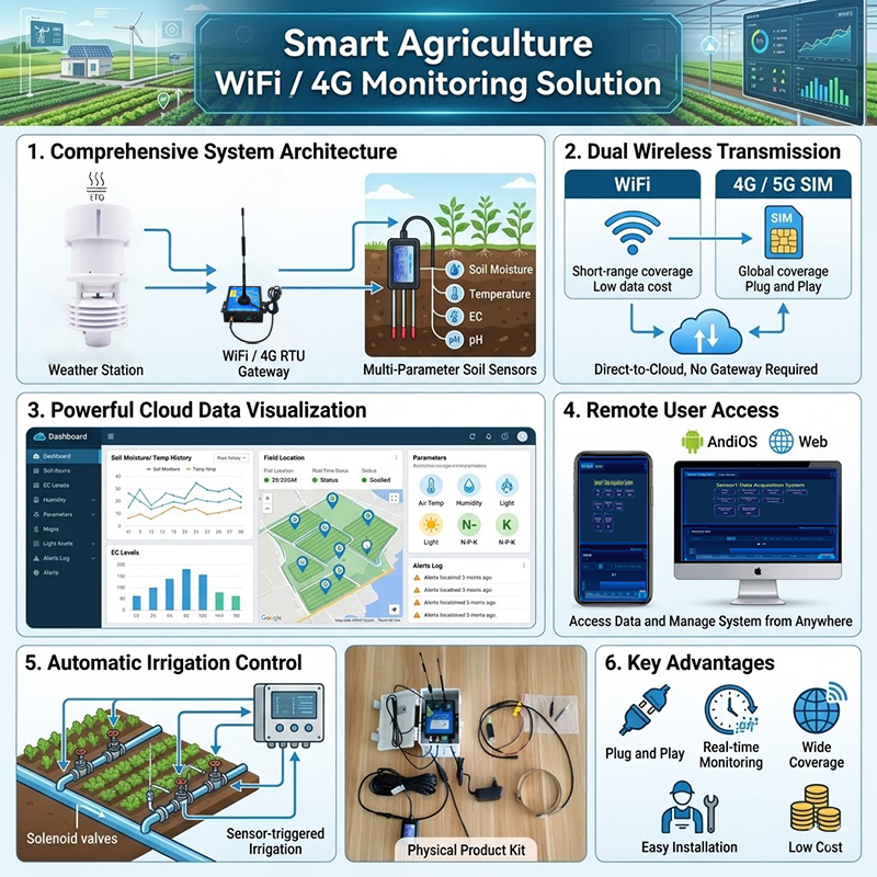 Wireless 4G GPRS Collection Terminal for remote agricultural datalogging
