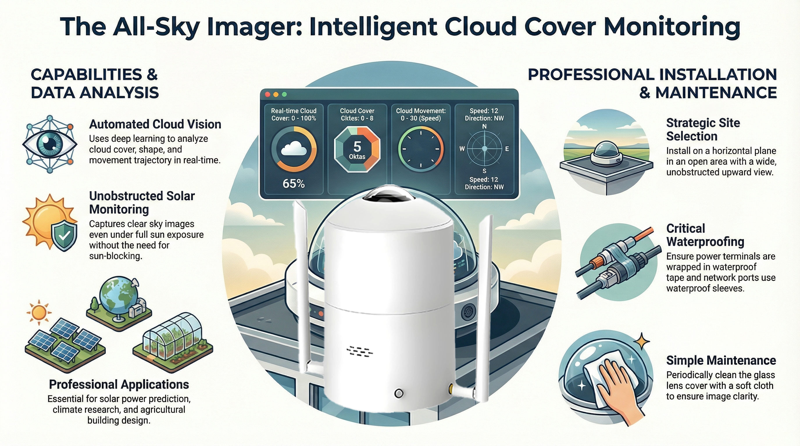 All-sky lmager Intelligent cloud Cover Monitoring