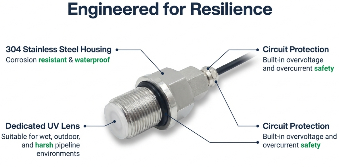 Pipeline Ultraviolet Radiation Sensor Features